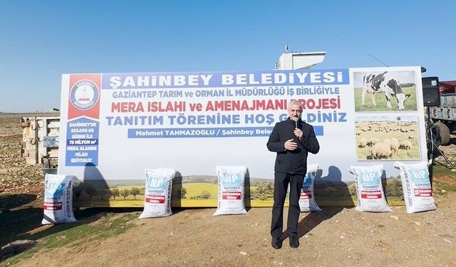Şahinbey Belediyesi 75 milyon metrekarelik mera alanını gübreledi
